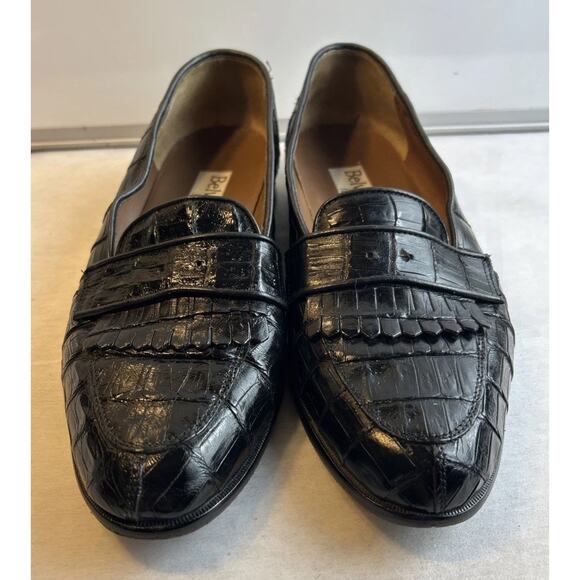 Belvedere Shoes Mens 10.5 M Genuine Crocodile Loafers Hand Made In Italy.